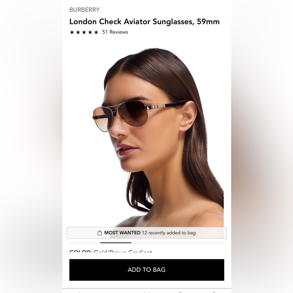 Burberry Gold Aviator Sunglasses - Prescription Lenses - Picture 12 of 12